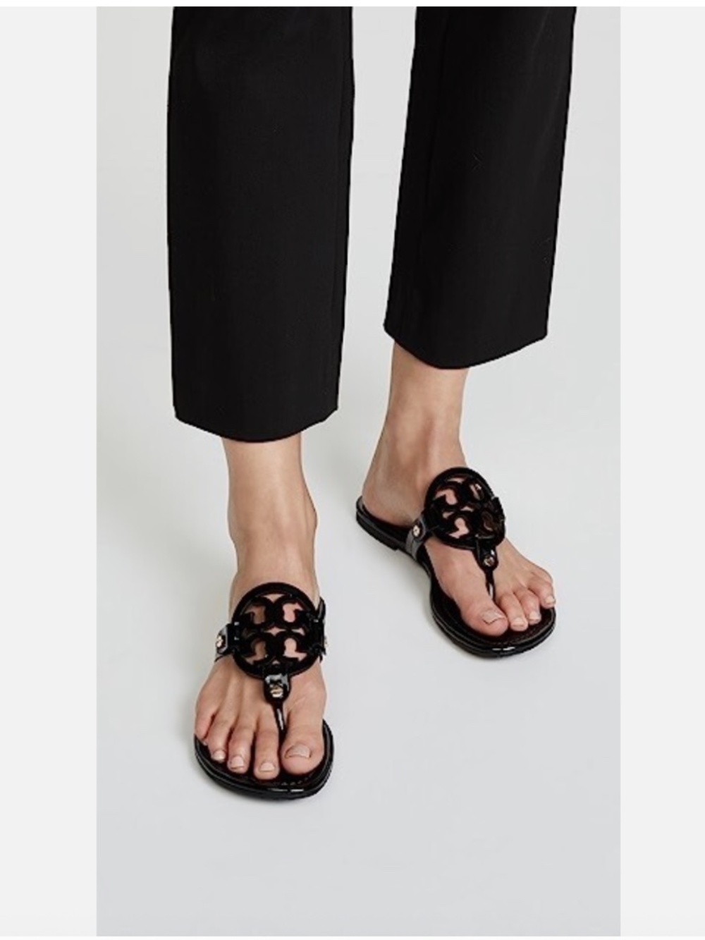 Tory Burch Miller Black Patent Leather Sandals size 8